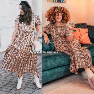 RARE NWT ANTHROPOLOGIE Bernadette Sequined Showstopper Midi Dress